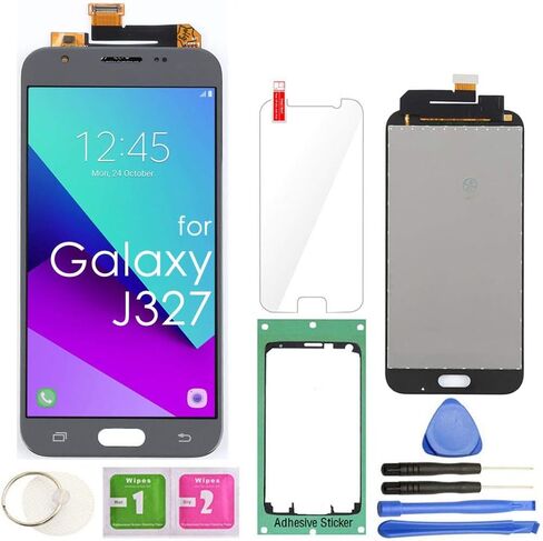 مجموعة شاشة LCD بديلة تعمل باللمس لهاتف Samsung Galaxy J3 2017 Prime Emerge Luna Pro J327 J327A J327V J327P J327T1 J327R4 مع أدوات إصلاح وواقي (أسود) in Kuwait