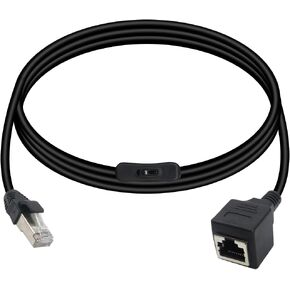 RIIEYOCA Cat6 Ethernet Patch Cable Switch On/Off RJ45 Male to Male High Speed Internet Network Cable LAN with Disconnect Switch, Black(1M/3.3Ft) in Kuwait