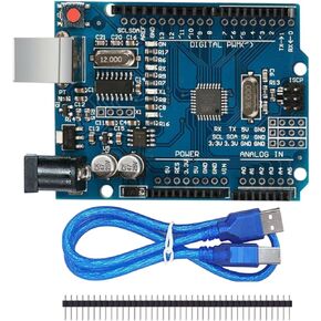 لوحة اونو R3 ATmega328P مع رقاقة CH340G متوافقة مع اردوينو اونو R3 ميجا 2560 نانو روبوت لاردوينو IDE AVR MCU Learner K53، مع رأس دبوس مستقيم وكيبل USB من بتوسيا in Kuwait