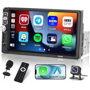 Roinvou Single Din Car Stereo مع Apple Carplay Android Auto 7 بوصة LCD تعمل باللمس مستقبل صوت السيارة يدعم وصلة مرآة راديو FM بلوتوث SWC كاميرا احتياطية وتحكم عن بعد وميكروفون داخلي in Kuwait