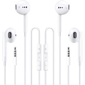 2 Packs Apple Wired Headphones Earbuds with Microphone,in-Ear Earphones Volume Control[Apple MFi Certified] Headphones Compatible with iPhone/ipad/Android/Computer and Other 3.5mm Jack Devices in Saudi Arabia