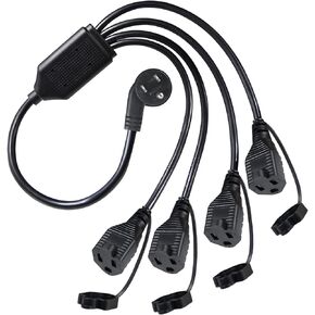 4 Way Power Splitter 45 Degrees 1 to 4 Extended Outlets 1.5FT 2-Pack in Kuwait
