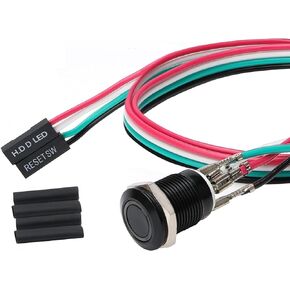STARELO 16mm Computer case DIY Boot Reset Button Installation and Replacement, Metal momentary Button Switch, Blue LED Light,16mm 5/8" Mounting Hole with Heat shrinkable Tube. (16mm, Blue)