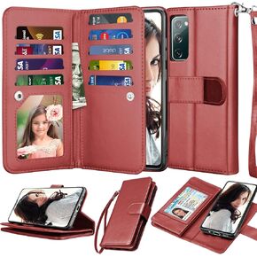 حافظة Njjex Galaxy S20 FE 5G، لهاتف Samsung S20 Fan Edition/ S20 FE 5G، حافظة محفظة، [9 فتحات للبطاقات] حامل بطاقة هوية من جلد البولي يوريثان قابل للفصل [قابل للفصل] غطاء هاتف مغناطيسي وحبل [ذهبي وردي] in Kuwait