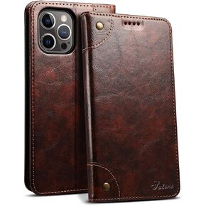 SINIANL متوافق مع حافظة جلدية iPhone 13 Pro Max، حافظة محفظة iPhone 13 Pro Max مع قفل مغناطيسي وفتحات بطاقة وغطاء كتاب قلاب لهاتف iPhone 13 Pro Max 6.7 بوصة 2021 بني