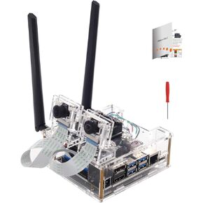 حافظة/غلاف أكريليك من Makeronics (شفاف شفاف) لـ Jetson Nano مع حافظة كاميرا لـ B01 وA02 | مفتاح التحكم في الطاقة وإعادة الضبط | مروحة تبريد | تتضمن تعليمات التجميع in Kuwait