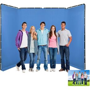 GIJUANRING 7.87ftx13.12ft شاشة خلفية زرقاء كبيرة من Chromakey قابلة للطي استوديو فيديو صور محمول خلفية محيطة مع نظام دعم خلفية التصوير الفوتوغرافي للحفلات، المفاتيح، البث in Kuwait