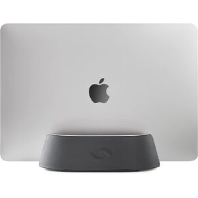 HumanCentric Laptop Holder Vertical Laptop Stand - Adjustable Holder and Dock, Laptop Vertical Stand Fits MacBook Pro and Other Laptops .5" to 1.5", Upright Laptop Holder for Desk, Black Leather