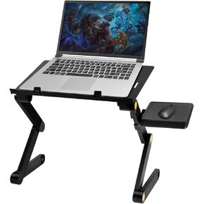 Adjustable Laptop Stand, Uten Laptop Desk for up to 17" Laptops, Portable Laptop Table Stand for with 1 Strengthened CPU Fans, Detachable Mouse Pad, Ergonomic Lap Desk, Office Stands(Black)