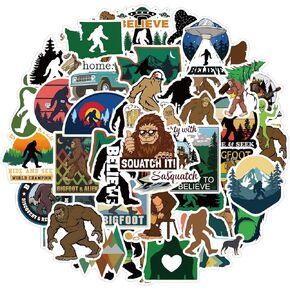 50Pcs Bigfoot Outdoor Nature Vinyls Stickers Laptop Sticker Waterproof Stickers Luggage Skateboard Water Bottle Stickers Decal Bicycle Bumper Snowboard Decorate Gift for Kid