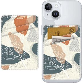 Leather Phone Card Holder Phone Wallet, Stick Back Phone Wallet Sticker Stylish Phone Case Credit Card Holder, Suitable for iPhone, Samsung, Android and Most Smart Phones.Foliage Orange in Kuwait