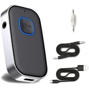 محول Aux Bluetooth 5.0 لستيريو السيارة، مكالمة حرة اليدين، سماعات رأس سلكية، صوت مكبر صوت منزلي - مستقبل موسيقى بلوتوث AUX مع وصلة مزدوجة - (ترقية GEN2 – 2021) in Kuwait