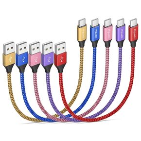 etguuds White USB C Cable 6ft, 5-Pack USB to USB C Charger Cable, Fast Charging Cord Type C Braided for iPhone 15, for Samsung Galaxy S24 S23 S22 S21 S20 A25 A54 A15 A14, Note, Flip, Pixel, Moto, LG