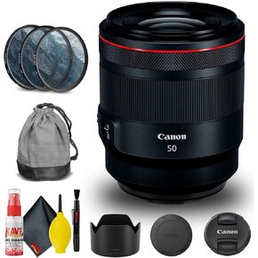 عدسة Canon RF مقاس 50 مم f/1.2L USM (2959C002) + مجموعة مرشح + حافظة غطاء + مجموعة أدوات تنظيف + المزيد (متجددة) in Saudi Arabia