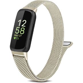 سوار معدني متوافق مع Fitbit Inspire 3 & Inspire 2، سوار معصم شبكي من الفولاذ المقاوم للصدأ قابل للتنفس وحزام بديل مغناطيسي قابل للتعديل للنساء والرجال in Kuwait