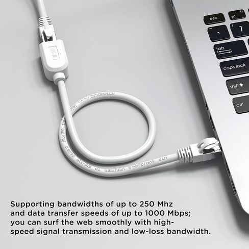 كابل تمديد إيثرنت JUXINICE CAT6 أبيض بطول 6 أقدام، موسع كابل إنترنت UTP RJ45 أسلاك توصيل ذكر/أنثى، لكابل تمديد مودم جهاز التوجيه الذكي TV PC POE in Saudi Arabia