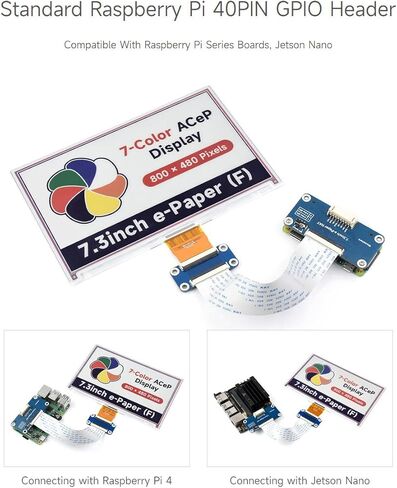 Waveshare 7.3inch ACeP 7-Color E-Paper E-Ink Raw Display, 800×480 Pixels, Raw E-Paper Display, with Driver Board in Kuwait
