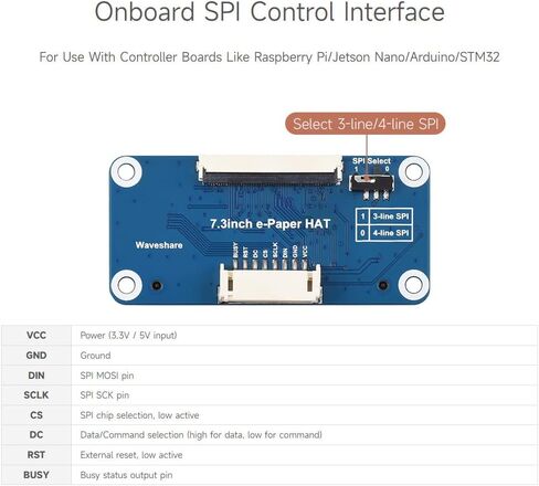 Waveshare 7.3inch ACeP 7-Color E-Paper E-Ink Raw Display, 800×480 Pixels, Raw E-Paper Display, with Driver Board in Kuwait