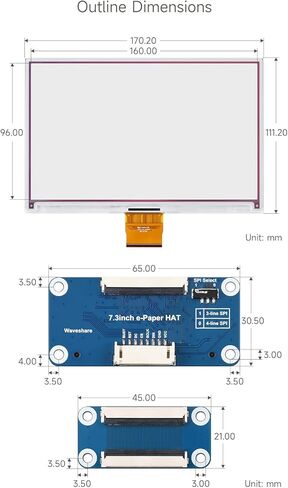 Waveshare 7.3inch ACeP 7-Color E-Paper E-Ink Raw Display, 800×480 Pixels, Raw E-Paper Display, with Driver Board in Kuwait