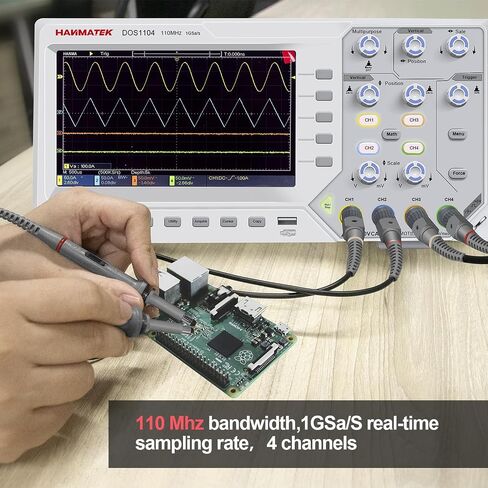 HANMATEK 110mhz Bandwidth DOS1102 Digital Oscilloscope with 2 Channels and Screen 7 inch / 18 cm, TFT-LCD Display, Portable Professional Oscilloscope Kit with 500 MS/s *2 Sampling Rate in Saudi Arabia