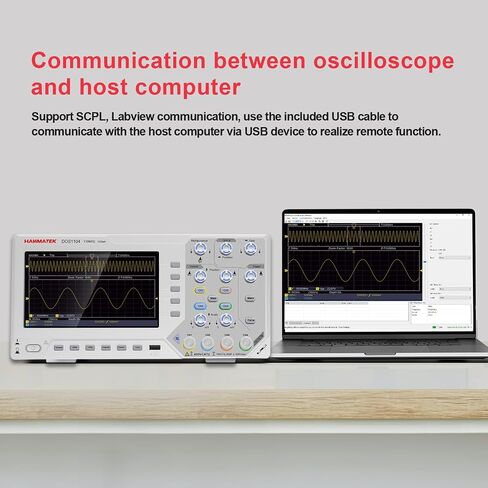 HANMATEK 110mhz Bandwidth DOS1102 Digital Oscilloscope with 2 Channels and Screen 7 inch / 18 cm, TFT-LCD Display, Portable Professional Oscilloscope Kit with 500 MS/s *2 Sampling Rate in Saudi Arabia