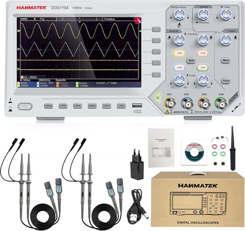 HANMATEK 110mhz Bandwidth DOS1102 Digital Oscilloscope with 2 Channels and Screen 7 inch / 18 cm, TFT-LCD Display, Portable Professional Oscilloscope Kit with 500 MS/s *2 Sampling Rate in Saudi Arabia