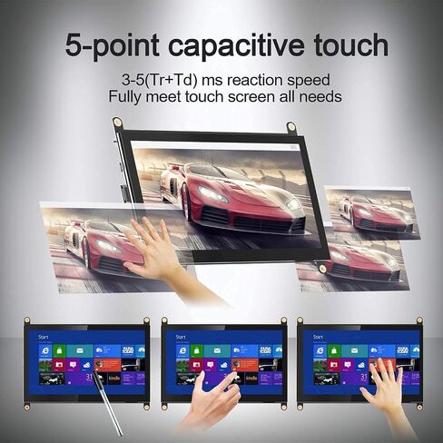 7 Inch Raspberry Pi Screen 800x480 HDMI Portable Monitor IPS LCD Screen Display for Raspberry Pi 5/4/3/2/Zero/B/B+ Win11/10/8/7 (Non-Touch) in Kuwait
