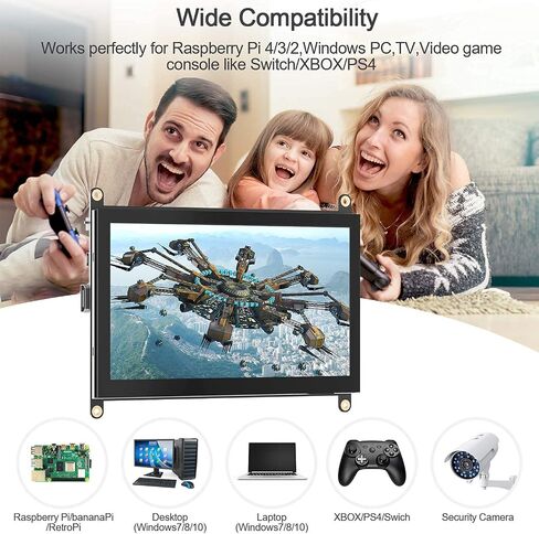 7 Inch Raspberry Pi Screen 800x480 HDMI Portable Monitor IPS LCD Screen Display for Raspberry Pi 5/4/3/2/Zero/B/B+ Win11/10/8/7 (Non-Touch) in Kuwait
