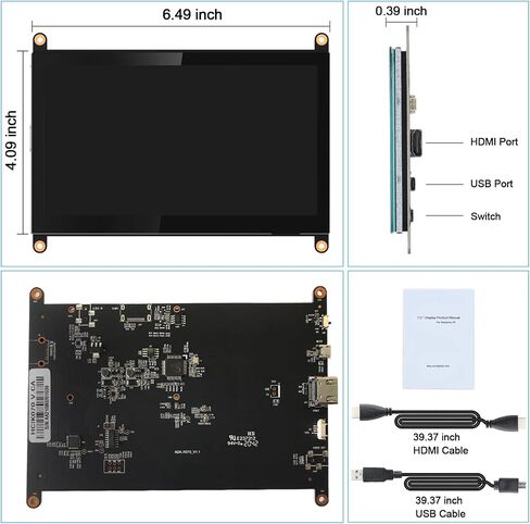 7 Inch Raspberry Pi Screen 800x480 HDMI Portable Monitor IPS LCD Screen Display for Raspberry Pi 5/4/3/2/Zero/B/B+ Win11/10/8/7 (Non-Touch) in Kuwait