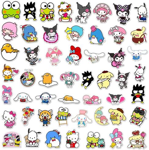 50 قطعة من ملصقات كاواي حزمة ملصقات لطيفة الكرتون من الفينيل المقاوم للماء لزجاجة المياه واللابتوب والجوال ولوح التزلج والامتعة ومصد السيارة هدية للاطفال in Kuwait