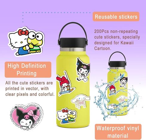 50 قطعة من ملصقات كاواي حزمة ملصقات لطيفة الكرتون من الفينيل المقاوم للماء لزجاجة المياه واللابتوب والجوال ولوح التزلج والامتعة ومصد السيارة هدية للاطفال in Kuwait