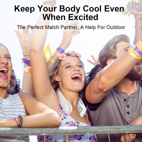 مروحة الرقبة المحمولة، iHoven Personal Mini USB بدون شفرات مروحة الرقبة 20 ساعة لعب 9000 مللي أمبير قابلة لإعادة الشحن بدون استخدام اليدين، قلادة بدون شعر مجعد يمكن ارتداؤها للتخييم والمشي لمسافات طويلة والسفر في الهواء الطلق (أبيض) in Kuwait