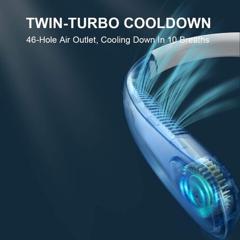 مروحة الرقبة المحمولة، iHoven Personal Mini USB بدون شفرات مروحة الرقبة 20 ساعة لعب 9000 مللي أمبير قابلة لإعادة الشحن بدون استخدام اليدين، قلادة بدون شعر مجعد يمكن ارتداؤها للتخييم والمشي لمسافات طويلة والسفر في الهواء الطلق (أبيض) in Kuwait