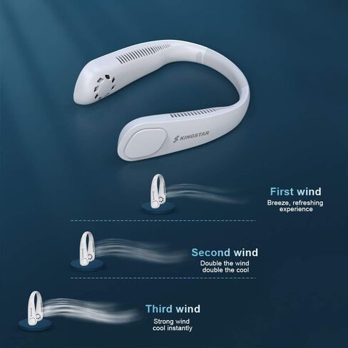 مروحة الرقبة المحمولة، iHoven Personal Mini USB بدون شفرات مروحة الرقبة 20 ساعة لعب 9000 مللي أمبير قابلة لإعادة الشحن بدون استخدام اليدين، قلادة بدون شعر مجعد يمكن ارتداؤها للتخييم والمشي لمسافات طويلة والسفر في الهواء الطلق (أبيض) in Kuwait