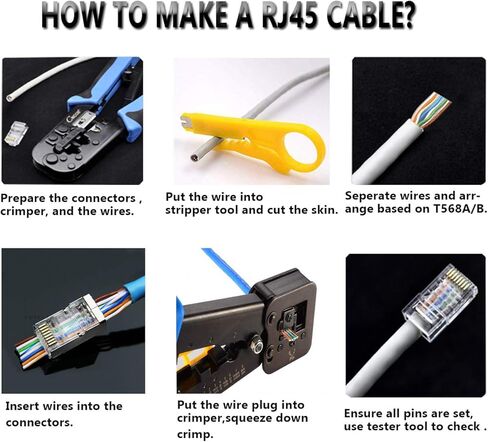 PETECHTOOL RJ45 23awg Cat6a Cat6 Pass Through Connectors Gold Plated 8P8C Modular Ethernet UTP Network Cable Plug for 23awg to 24awg Cables-50 Packs in Kuwait
