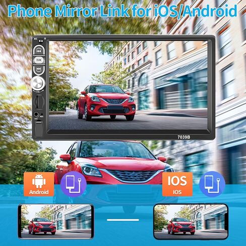 Roinvou Single Din Car Stereo مع Apple Carplay Android Auto 7 بوصة LCD تعمل باللمس مستقبل صوت السيارة يدعم وصلة مرآة راديو FM بلوتوث SWC كاميرا احتياطية وتحكم عن بعد وميكروفون داخلي in Kuwait