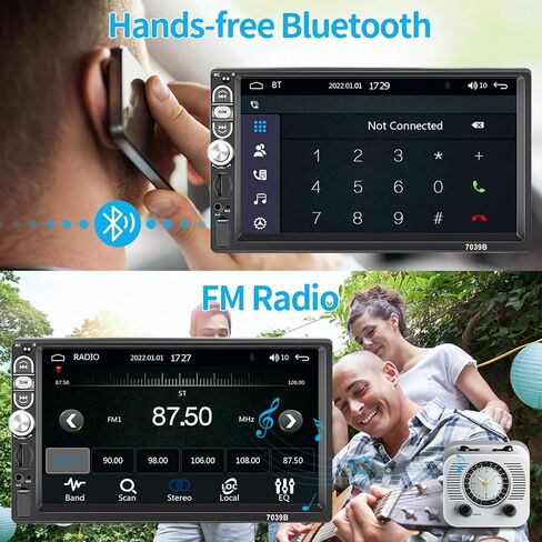 Roinvou Single Din Car Stereo مع Apple Carplay Android Auto 7 بوصة LCD تعمل باللمس مستقبل صوت السيارة يدعم وصلة مرآة راديو FM بلوتوث SWC كاميرا احتياطية وتحكم عن بعد وميكروفون داخلي in Kuwait