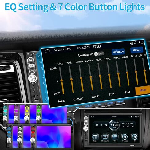 Roinvou Single Din Car Stereo مع Apple Carplay Android Auto 7 بوصة LCD تعمل باللمس مستقبل صوت السيارة يدعم وصلة مرآة راديو FM بلوتوث SWC كاميرا احتياطية وتحكم عن بعد وميكروفون داخلي in Kuwait