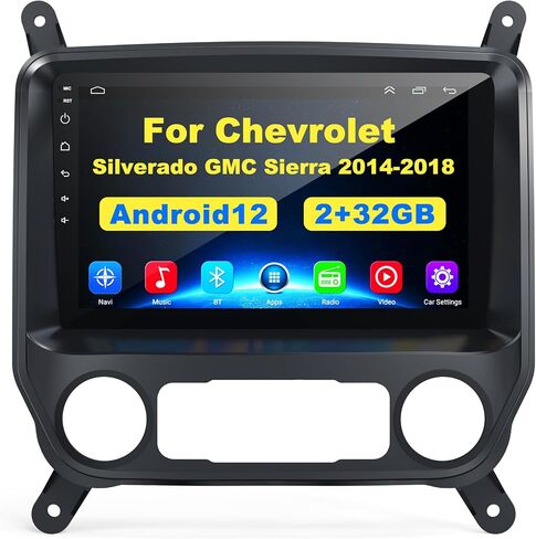 Android 12 Car Radio for 2014-2018 Chevrolet Silverado&GMC Sierra,10 Inch IPS Touchscreen Car Stereo with Wireless Carplay,Android Auto,GPS,Bluetooth,FM,2+32GB Silverado Radio with Back-up Camera in Saudi Arabia