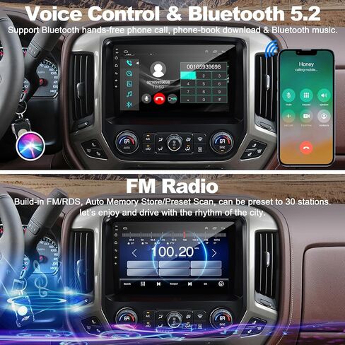 Android 12 Car Radio for 2014-2018 Chevrolet Silverado&GMC Sierra,10 Inch IPS Touchscreen Car Stereo with Wireless Carplay,Android Auto,GPS,Bluetooth,FM,2+32GB Silverado Radio with Back-up Camera in Saudi Arabia