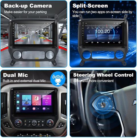 Android 12 Car Radio for 2014-2018 Chevrolet Silverado&GMC Sierra,10 Inch IPS Touchscreen Car Stereo with Wireless Carplay,Android Auto,GPS,Bluetooth,FM,2+32GB Silverado Radio with Back-up Camera in Saudi Arabia