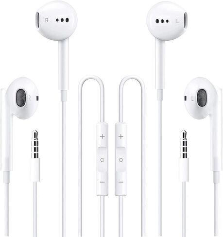 2 Packs Apple Wired Headphones Earbuds with Microphone,in-Ear Earphones Volume Control[Apple MFi Certified] Headphones Compatible with iPhone/ipad/Android/Computer and Other 3.5mm Jack Devices in Saudi Arabia