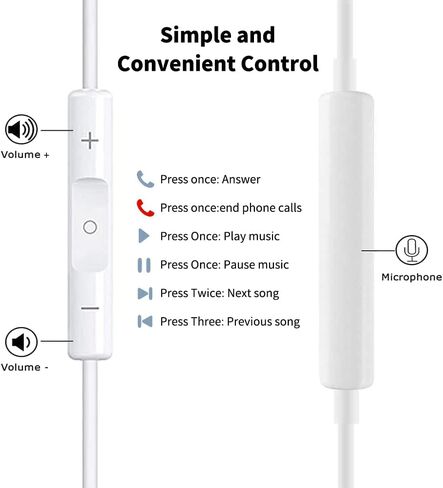 2 Packs Apple Wired Headphones Earbuds with Microphone,in-Ear Earphones Volume Control[Apple MFi Certified] Headphones Compatible with iPhone/ipad/Android/Computer and Other 3.5mm Jack Devices in Saudi Arabia