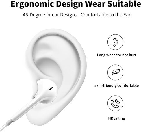 2 Packs Apple Wired Headphones Earbuds with Microphone,in-Ear Earphones Volume Control[Apple MFi Certified] Headphones Compatible with iPhone/ipad/Android/Computer and Other 3.5mm Jack Devices in Saudi Arabia