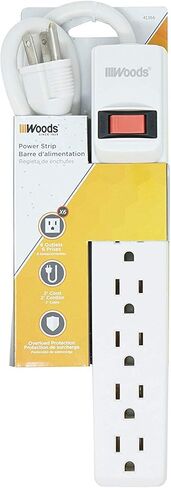 Woods 41366 Surge Protector with Overload Safety Feature, 6 Outlets, 2 Foot Cord, White in Saudi Arabia