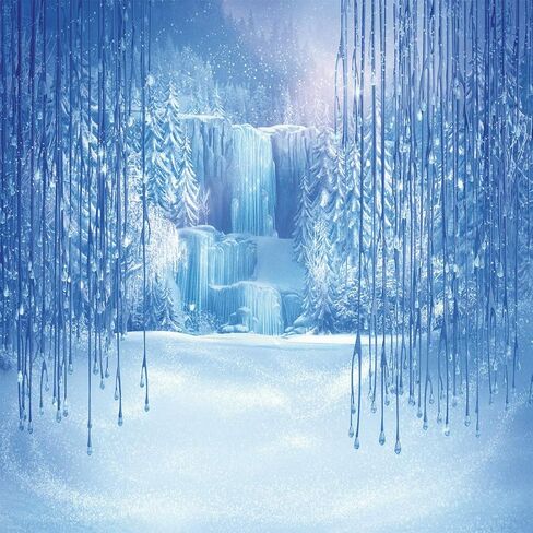 LYWYGG 5X7FT Ice and Snow White World Photography Backdrops Background Christmas Winter Frozen Snow Ice Crystal Pendant World for Children Photo Studio Props Backdrop CP-13 in Kuwait