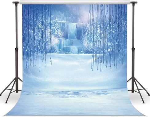 LYWYGG 5x7ft خلفية الشتاء الجليد والثلج الأبيض خلفيات التصوير الفوتوغرافي العالم خلفية عيد الميلاد الشتاء المجمدة الثلج الجليد الكريستال قلادة خلفيات العالم للأطفال صور استوديو الدعائم خلفية CP-13 in Kuwait