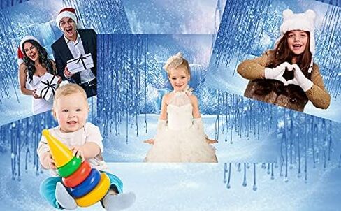 LYWYGG 5X7FT Ice and Snow White World Photography Backdrops Background Christmas Winter Frozen Snow Ice Crystal Pendant World for Children Photo Studio Props Backdrop CP-13 in Kuwait