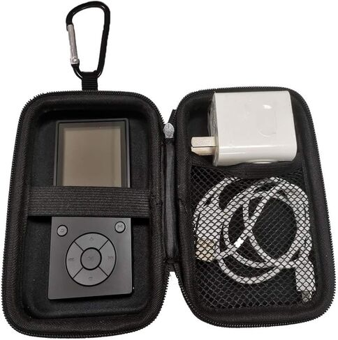 CCHKFEI Portable Durable MP3 Player Case,Waterproof Zipper Hard Case Carrying Case with Metal Carabiner Clip for MP3/Mp4 Players Earphone USB Flash Drive Cable Charger (5.5x3.7x1.73inch) in Kuwait