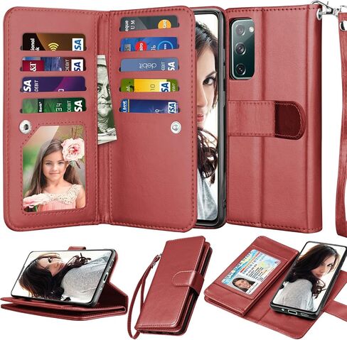 حافظة Njjex Galaxy S20 FE 5G، لهاتف Samsung S20 Fan Edition/ S20 FE 5G، حافظة محفظة، [9 فتحات للبطاقات] حامل بطاقة هوية من جلد البولي يوريثان قابل للفصل [قابل للفصل] غطاء هاتف مغناطيسي وحبل [ذهبي وردي] in Kuwait